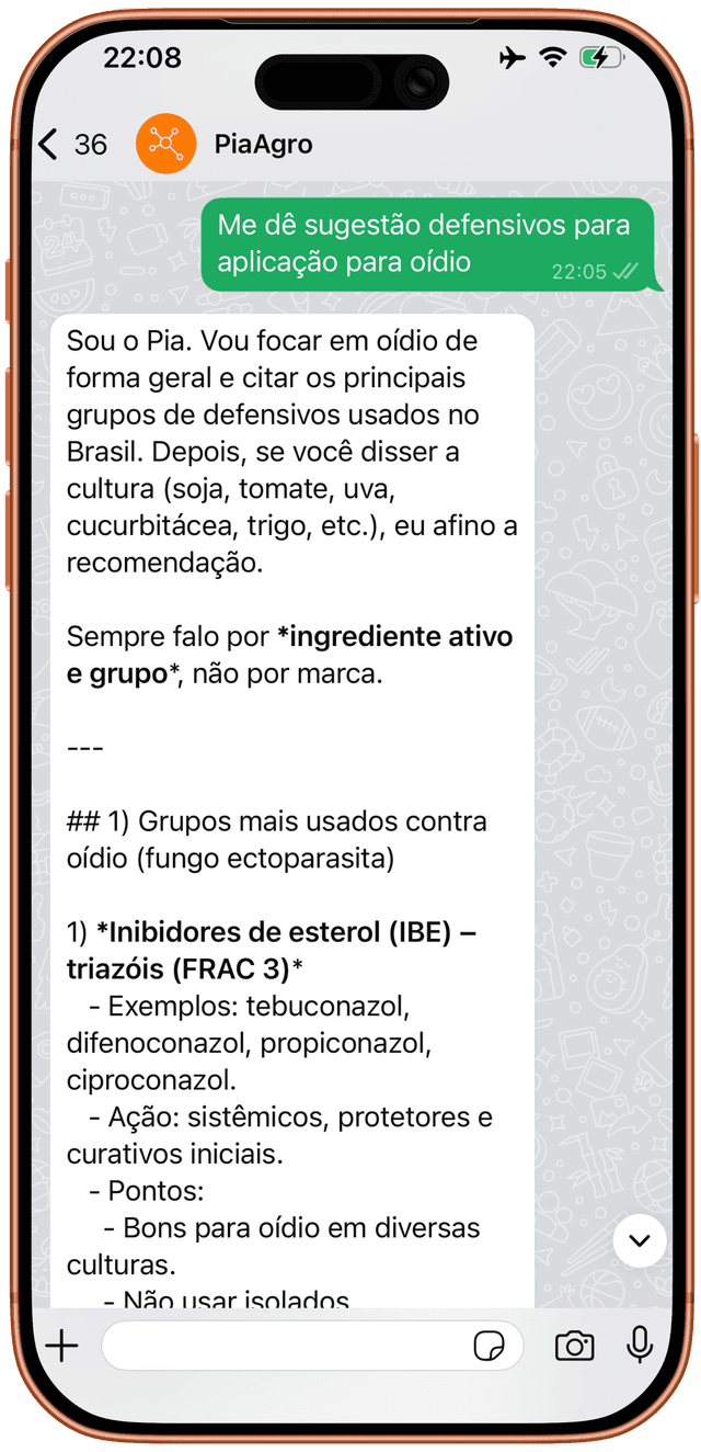 Exemplo de Sugestão de Defensivos